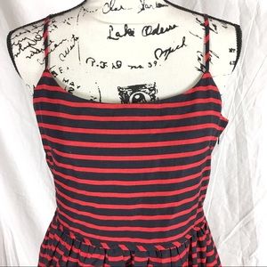 J Crew Dark Navy Red Linen mix Dress